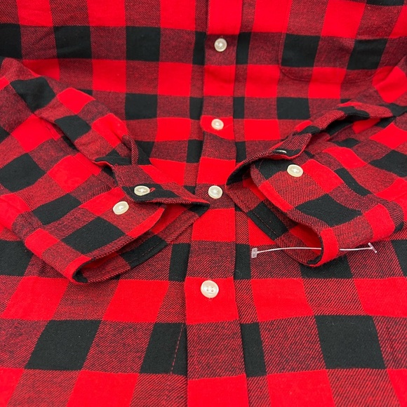 CLUB ROOM SIZE MEDIUM MENS RED & BLACK PLAID CHECKERED LONG SLEEVES SHIRT - Picture 8 of 16